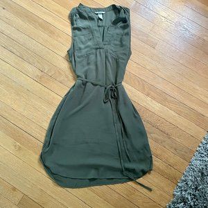 H & M 4 Hunter Green Tie waist Dress Chic Boho